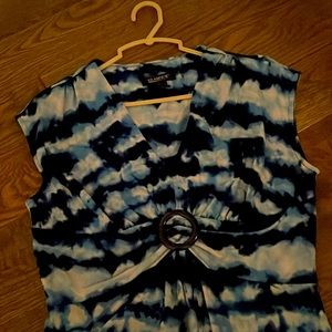 Blue tie dye fitted dress